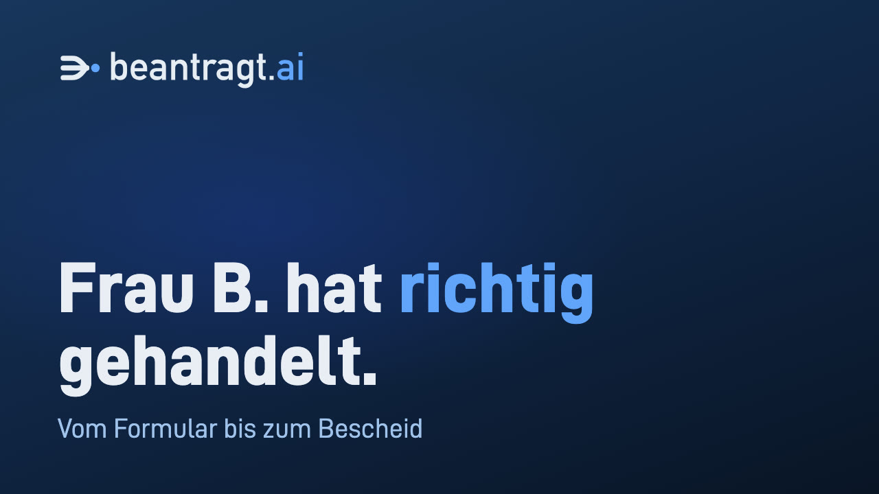 Still from the film “Der Antrag”: Frau B. hat richtig gehandelt (Mrs B. did the right thing). From form to notice.